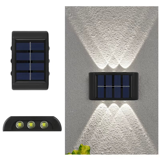 6LED Solar Lights, Outdoor Atmosphere Wall Lamp,Up and down Light Control for Garden Yard Street Balcony Terrace Camping Decor